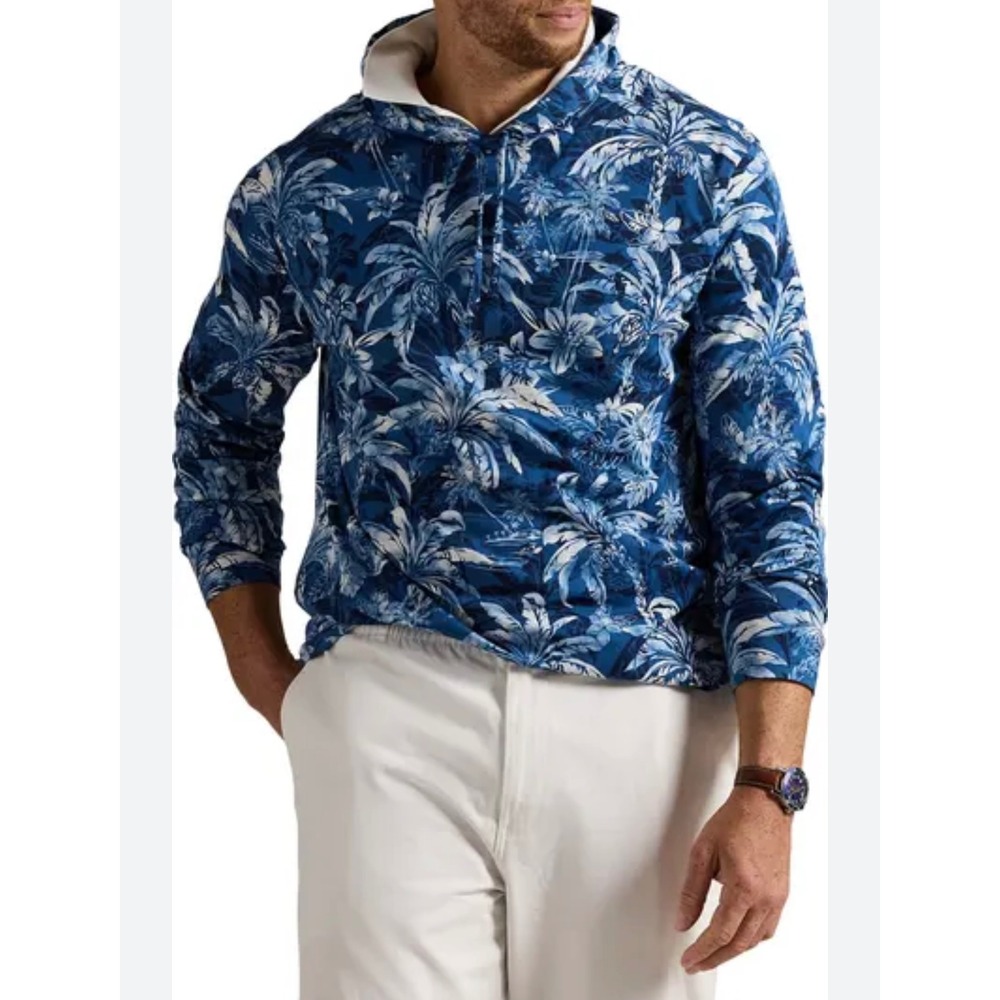 Polo Ralph Lauren Big&Tall Blue‎ Tropical Print Long Sleeve Hoodie Resortwear
